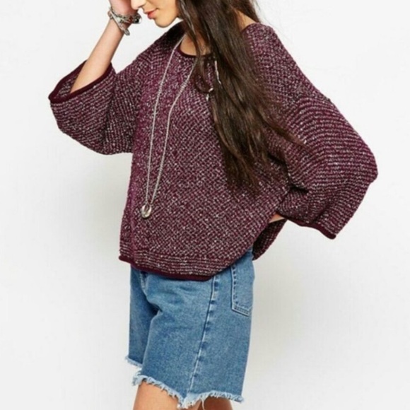 Free People Under Your Spell 3/4 Sleeve Oversized Slouchy Sweater - Picture 1 of 9
